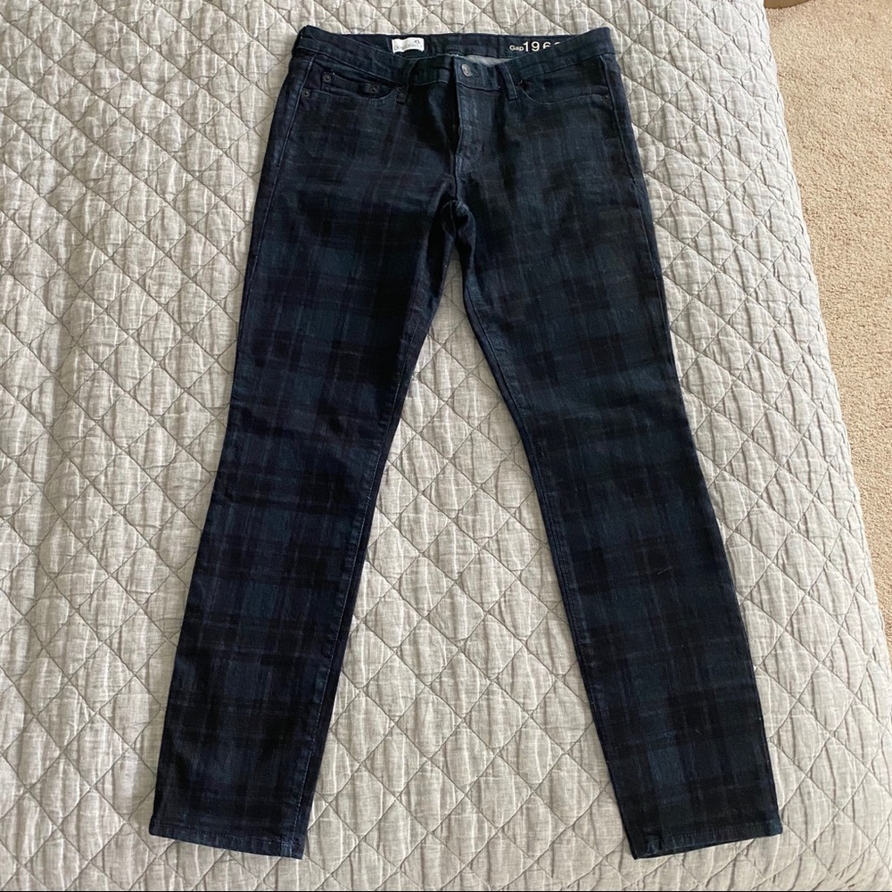 GAP 1969 Navy Plaid Always Skinny Jeans 30R